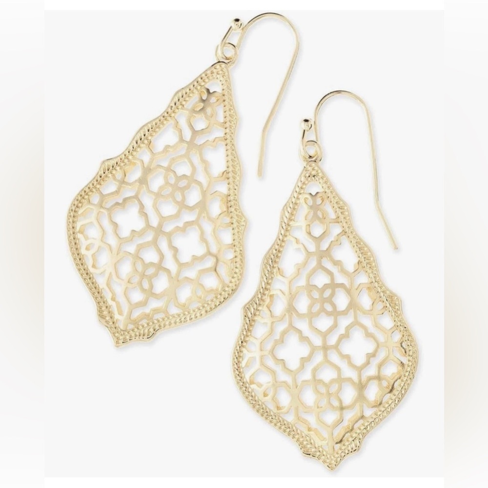 Kendra Scott Gold Filigree Drop Earrings R14A - Picture 2 of 11